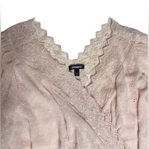 Express Elegant Pink Wrap Body Blouse Size XL - Picture 2 of 4